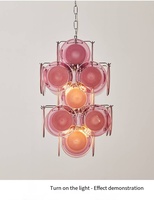 Lustre vintage français en verre de Murano, suspension artistique pour restaurant, salle à manger, escalier et décoration de villa