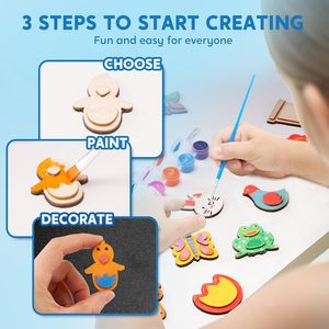 Nouveauté : Peignez votre propre cadeau, kit de <span class=keywords><strong>peinture</strong></span> créative en bois avec aimant, arts et artisanat pour enfants - Product Image 3