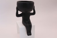 Lot de 3 pots de fleurs en céramique émaillée en forme humaine, écologiques et minimalistes, avec plante artificielle pour la maison et le jardin