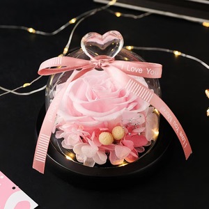 Rose éternelle sous cloche en verre avec lumière LED, cadeau pour la veille de Noël, fête du Nouvel An, cadeau de Noël, Saint-Valentin, décoration de maison - Product Image 4