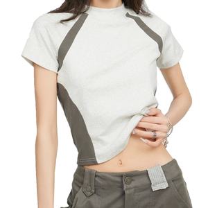 Camiseta de Manga Corta Ajustada Personalizada para Niñas, Camiseta de Verano de Color, Tejido de Punto Transpirable, Estilo Casual - Product Image 1