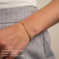 Bracelet Homme EMANCO Classique Chaîne Cubaine Plaqué Or Acier Inoxydable Fermoir Mousqueton Amélioré Réglable Bijoux Simples Vente en Gros