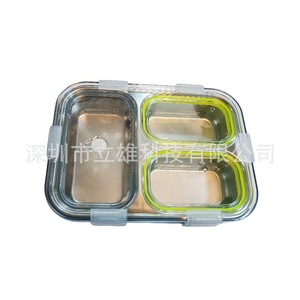 Stainless Steel Lunch <b>Box</b> For Children Rectangle Detachable Portable Food Grade Material <b>Plastic</b> Lid Custom Made - Product Image 2
