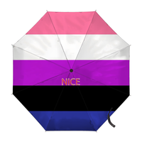 Parapluie pliant personnalisé drapeau Genderfluid, avec touches arc-en-ciel gay, idéal pour les foires créatives et les vacances en bord de lac