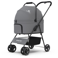 Poussette pliable pour animaux de compagnie, poussette de voyage à 4 roues pour chien, poussette de jogging avec panier de rangement pour chiot, chat, produits pour animaux de compagnie, extérieur