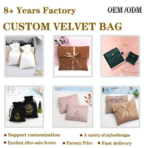 Custom Logo Printed Brown Velvet Hair Bundle Wig Gif <strong>Dust</strong> <strong>Bag</strong> With Ribbon Luxury Suede Wallet Purse Clothes Packing Pouch - Product Image 5