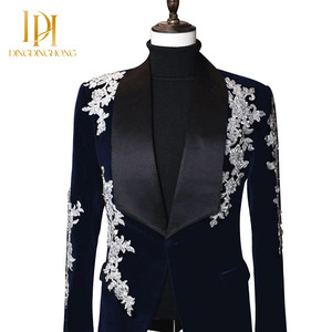 2025 luxe deux pièces robe de mariée haut de gamme perlé châle revers costume pour hommes Floral affaires Style haute qualité impression pour le marié - Product Image 3