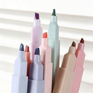Stylos gel promotionnels multicolores couleur macaron, marqueurs artistiques, surligneurs, pointe oblique, 12 couleurs, vente en gros, stylos personnalisés pour les écoles - Product Image 2