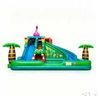 Parc aquatique Jungle Splash : Château, parcours d'obstacles, toboggan, jeux de saut, aire de jeux combinée, piste de jeux, jeux d'escalade, jeux de saut en plein air, décorations, distributeur automatique