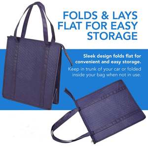 Sac à déjeuner isotherme portable en non-tissé bleu marine personnalisé, sac fourre-tout thermique réutilisable pour aliments, sac isotherme à motif lettres - Product Image 6