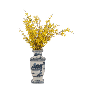 Vaso in ceramica blu e bianco, vaso decorativo in porcellana per soggiorno, decorazione per la casa, accessorio moderno da tavolo - Product Image 2
