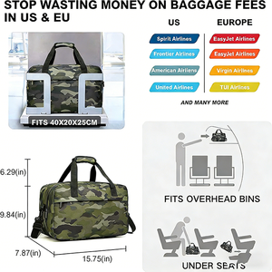 Borsa da Viaggio Impermeabile 20L Sottosedile, <span class=keywords><strong>Borsone</strong></span> Sportivo Mimetico <span class=keywords><strong>per</strong></span> Palestra, Weekend e Viaggi in <span class=keywords><strong>Aereo</strong></span> <span class=keywords><strong>per</strong></span> Uomo e Donna - Product Image 2
