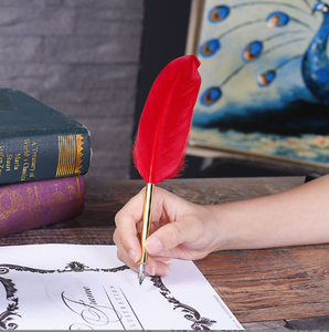 Toptan beyaz zanaat Quill kaligrafi kaz tüyü yazma için dolma kalem imza hediye düğün gelin duş parti kaynağı - Product Image 2
