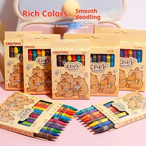 Kapibala Crayon de peinture pour enfants 8 couleurs ensemble sûr Non toxique facile à colorer bébé Graffiti emballage en carton stylo de peinture - Product Image 1