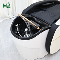 Fauteuil de lavage électrique moderne en similicuir avec lit de massage spa, portable et multifonctionnel pour salon de beauté