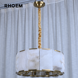 Lustre rond en calcite RHOEM RH Harlow, prismes de calcite facettés, lustre en albâtre pour salon, design de luxe personnalisé - Product Image 3