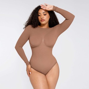 Hexin kadınlar uzun kollu Bodysuit Tops Shapewear yüksek sıkıştırma tanga Shapewear artı boyutu giyim kadınlar için - Product Image 6