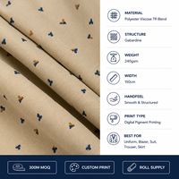 Tela de Uniforme TR de Poliéster y Viscosa, Tela Tejida Estampada Personalizada para Uniformes de Moda, Proveedor al por Mayor para Fábricas de Ropa
