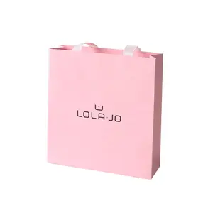 定制奢华彩色礼品纸购物袋，带丝带设计