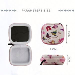 Bolsa de Cosméticos de Cuero Rosa Mini Personalizada, Organizador de Maquillaje EVA Rígido Impermeable, Espejo con Cierre de Cremallera, Estuche de Maquillaje Moderno - Product Image 5
