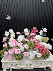 Centro <span class=keywords><strong>de</strong></span> <span class=keywords><strong>Mesa</strong></span> <span class=keywords><strong>de</strong></span> Flores Artificiales <span class=keywords><strong>de</strong></span> Seda Verde y Rosa para Bodas, Estilo Jardín, en Tendencia - Product Image 6
