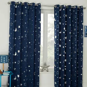 Neuer reflektieren der Fenster vorhang Silber Big Star Printing Home Decoration Tüll Kunden spezifische gewebte Fenster vorhänge Wohnzimmer Modern