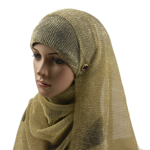 ฮิญาบผู้หญิงแฟชั่นหรูหราติดเทรนด์ใหม่ฮิญาบผ้าชิฟฟ่อนประดับมุกแวววาว - Product Image 2