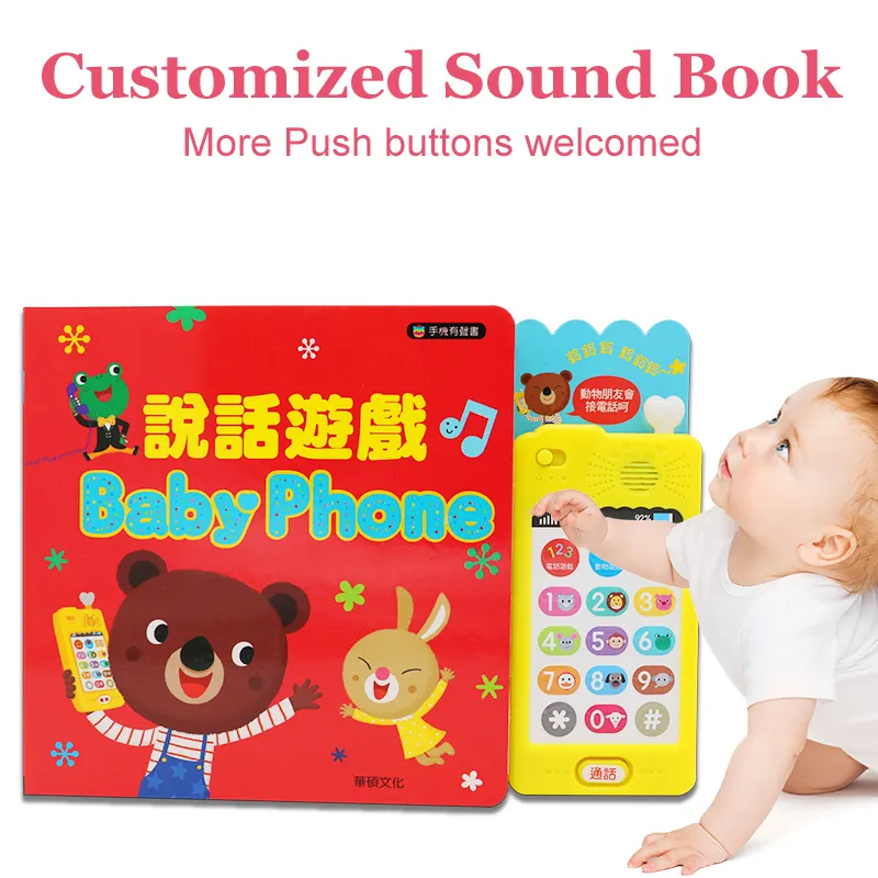 Xdt botão de som dos desenhos animados, livro de som de alta qualidade com desenhos animados para crianças