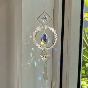 Attrape-soleil en cristal naturel, créateur d'arc-en-ciel, cercle en cristal suspendu avec prisme décoratif arc-en-ciel - Product Image 2