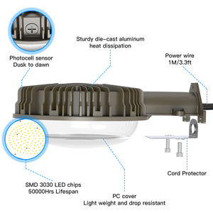 Lámparas de Jardín para Exteriores con Garantía de 5 Años, 30W-120W, Luminaria de Seguridad Exterior IP65, Difusor de Policarbonato, Lámpara de Pared de Aluminio para Granero, EE. UU. - Product Image 3