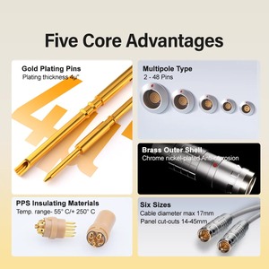 Không thấm nước IP66/68 k Series 2K fhg khuỷu tay cắm multipole liên hệ với góc bên phải đẩy-kéo tự latching Chrome mạ kết nối - Product Image 2