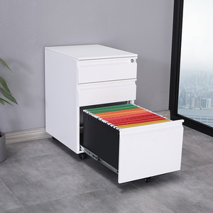 Muebles de oficina de metal y acero de diseño moderno, archivador pequeño de 3 cajones, con mango de acero para pedetal móvil - Product Image 6