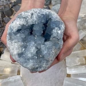 هدايا من الأحجار الكريمة المنزلية Celestite <span class=keywords><strong>Geodes</strong></span> ديكور مجموعة الكريستال Celestite Geode - Product Image 4