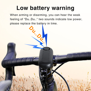 Water Resistant ABS Material <b>Remote</b> Control Bicycle Alarm <b>Vibration</b> Detector Sensitivity Adjustment 110dB Alarm 10-20m Detection - Product Image 5