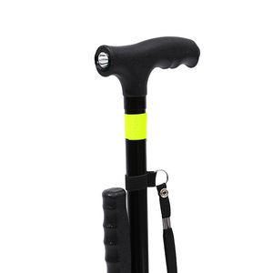 Aluminum Alloy Folding <b>Walking</b> <b>Stick</b> 5 Sections <b>Collapsible</b> With Led Light And Reflective Strip For Seniors Hiking - Product Image 4