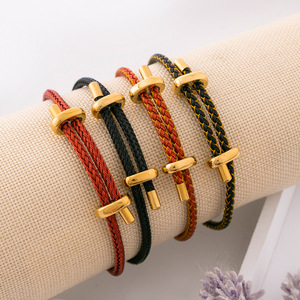 <span class=keywords><strong>Bracelet</strong></span> stylé en acier inoxydable pour hommes <span class=keywords><strong>et</strong></span> femmes, fermeture ajustable, en corde <span class=keywords><strong>rouge</strong></span> porte-bonheur, offre spéciale, - Product Image 1