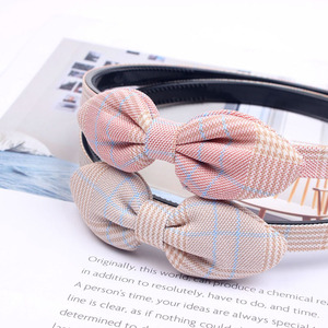 Hot New Classic Fabric Lattice Polka Dot Bow Diadema Banda para el cabello para niñas Accesorios para el cabello para niños Sombreros <span class=keywords><strong>en</strong></span> venta - Product Image 6