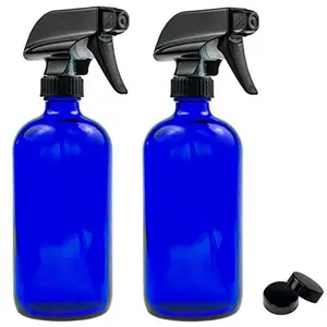 Botella pulverizadora de vidrio azul vacía, pulverizador de niebla grande de 16 oz, para productos de limpieza de aceites esenciales, aromaterapia
