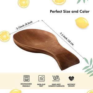 Portacucchiaio in Legno di Acacia per Piano Cottura, Supporto in Bambù per Spatole, Portacucchiaio da Cucina per Piano di Lavoro, Moderno - Product Image 3