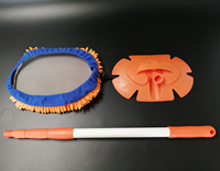 Mopa Telescópica de Chenilla con Cabezal de Fibra Naranja Suave para Limpieza sin Rayones, Palo Extensible para Limpiar Techos y Ruedas, Lavable y Reutilizable