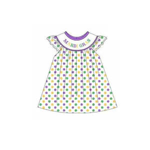 RTS Mardi Gras Printed Floral Mask Boots Cotton <b>Girls</b> Ruffles A-Line <b>Dress</b> ODM Wholesale Children's Clothing - Product Image 6