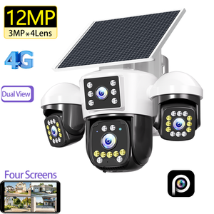 Caméra de sécurité extérieure 4G solaire NyteElf avec 4 objectifs, 4 écrans, PTZ, détection de mouvement, alarme sonore et lumineuse, <span class=keywords><strong>surveillance</strong></span> 24/7, AOV, IP66 - Product Image 1
