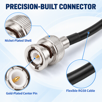 Câble coaxial BNC mâle vers BNC mâle RG58 50 Ohm marron/noir 0-3GHz, câble de raccordement RF pour radioamateur, antenne, câble de test