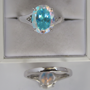 Anillo de piedras preciosas de corte ovalado Vintage romántico chapado en rodio de plata esterlina con ajuste de bisel de amatista de ágata 4,43 Cts 9x11mm - Product Image 1