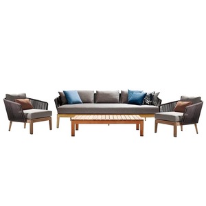 Modern Teak Wood Rope Woven Outdoor Furniture Set Waterproof UV Resistant Patio Sofa <b>Dining</b> <b>Table</b> Chair Daybed <b>Bar</b> Stool - Product Image 3