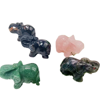 Mini figurine d'éléphant en cristal de 1 pouce, sculptée à la main en pierre naturelle, quartz rose, améthyste, statue d'animal porte-bonheur pour la décoration de la maison ou du bureau