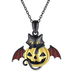 Collar con Colgante de Calabaza y Murciélago de Halloween, Joyería Gótica de Aleación para Mujer, Colección Otoño 2024, Origen Yiwu XK911 - Product Image 3