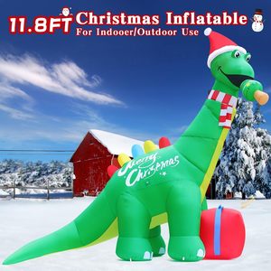 Goosh 11.8 ft Giáng sinh inflatables khủng long khổng lồ trang trí ngoài trời lắc đầu được xây dựng trong LED bên sân vườn cỏ trang trí nội thất - Product Image 4