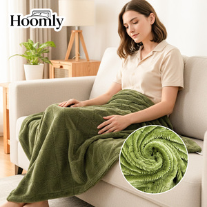 Плед из искусственного меха Hoomly Wholesale, высокое качество, 100% полиэстер, зеленый жаккард, 200x240 см, для современного дома, отеля, гостиной. - Product Image 4