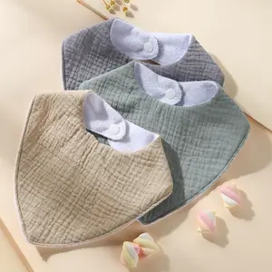平纹细布婴儿手帕流口水围兜100% 吸棉儿童印花可持续防水婴儿围兜